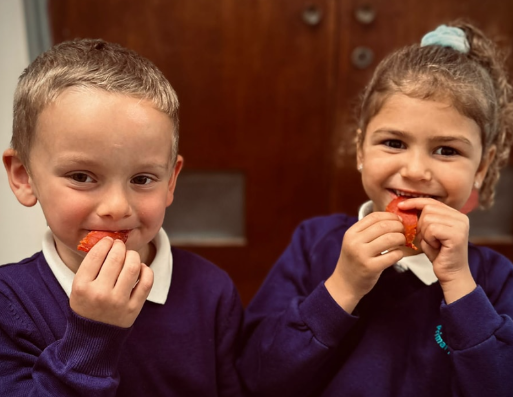 Students eating Spanish food